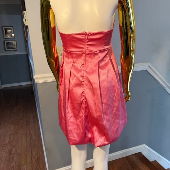 Vintage Y2K 90s Ruby Rox Strapless Bubble Dress M Made USA Hot Pink Satin Party - Picture 4 of 9